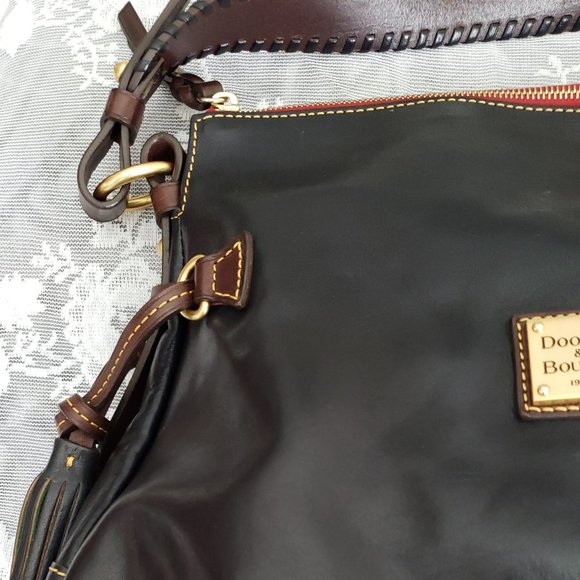 Dooney & Bourke Black Leather Shoulder Bag with Gold Accents - Picture 5 of 11